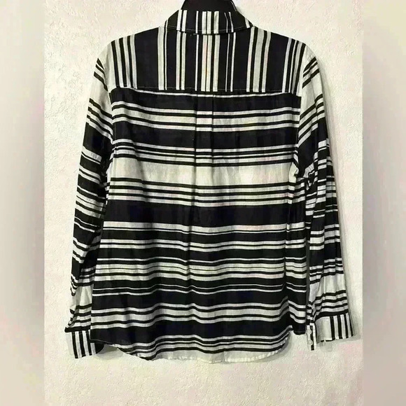 Nautica Women Black And White Long Sleeve Button-Down Shirt Large - Picture 2 of 8